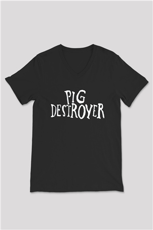Pig Destroyer Siyah Unisex V Yaka Tişört