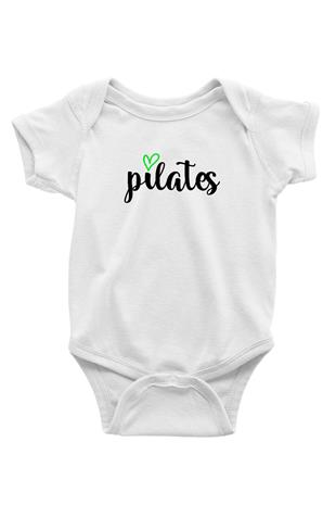 Pilates Baskılı Beyaz Bebek Body - Zıbın