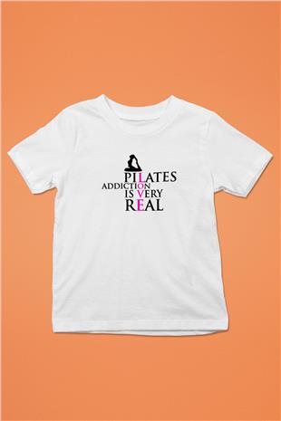 Pilates Baskılı Unisex Beyaz Çocuk Tişört - Tshirt