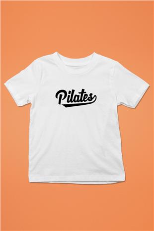 Pilates Baskılı Unisex Beyaz Çocuk Tişört - Tshirt