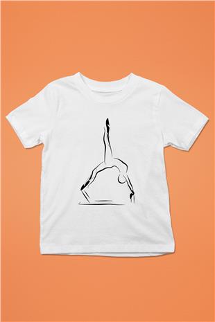 Pilates Baskılı Unisex Beyaz Çocuk Tişört - Tshirt