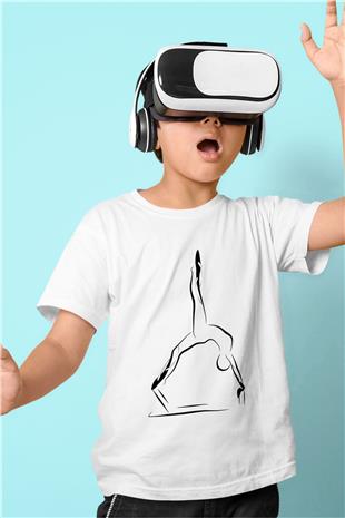 Pilates Baskılı Unisex Beyaz Çocuk Tişört - Tshirt