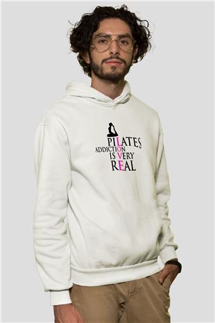 Pilates Baskılı Unisex Ekru Hoodie