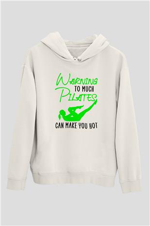 Pilates Baskılı Unisex Ekru Hoodie