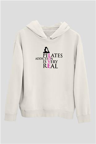 Pilates Baskılı Unisex Ekru Hoodie