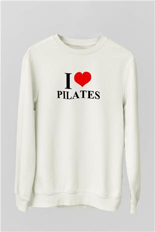 Pilates Baskılı Unisex Ekru Sweatshirt