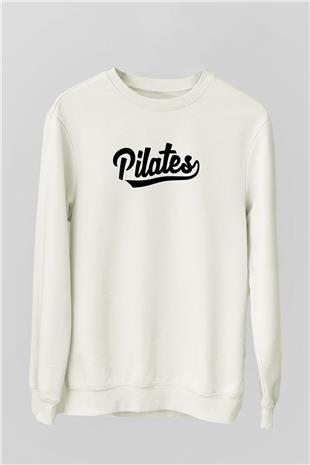 Pilates Baskılı Unisex Ekru Sweatshirt