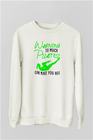 Pilates Baskılı Unisex Ekru Sweatshirt