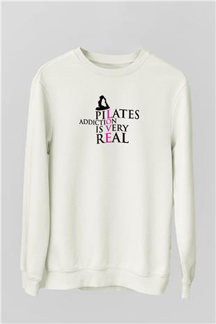 Pilates Baskılı Unisex Ekru Sweatshirt
