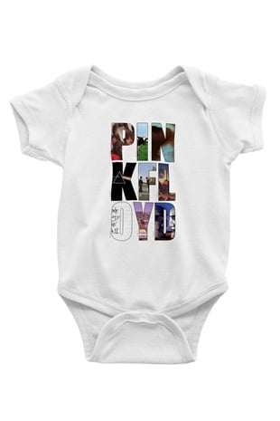 Pink Floyd Baskılı Beyaz Unisex Bebek Body - Zıbın