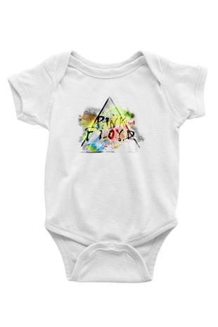 Pink Floyd Baskılı Beyaz Unisex Bebek Body - Zıbın