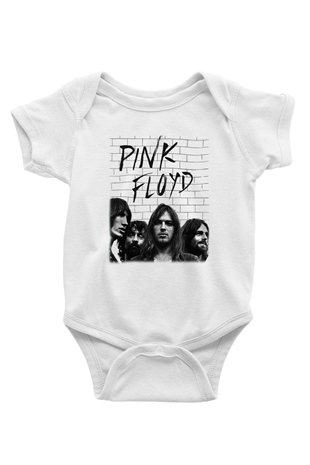 Pink Floyd Baskılı Beyaz Unisex Bebek Body - Zıbın