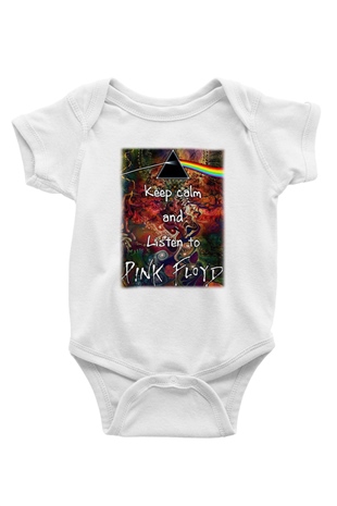 Pink Floyd Baskılı Beyaz Unisex Bebek Body - Zıbın