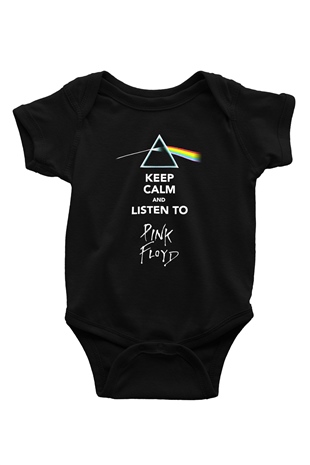 Pink Floyd Baskılı Siyah Bebek Body - Zıbın