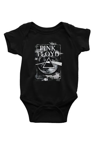 Pink Floyd Baskılı Siyah Bebek Body - Zıbın