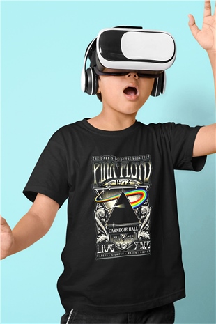 Pink Floyd Baskılı Siyah Unisex Çocuk Tişört