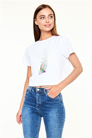 Pink Floyd Beyaz Croptop Tişört