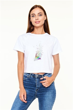 Pink Floyd Beyaz Croptop Tişört