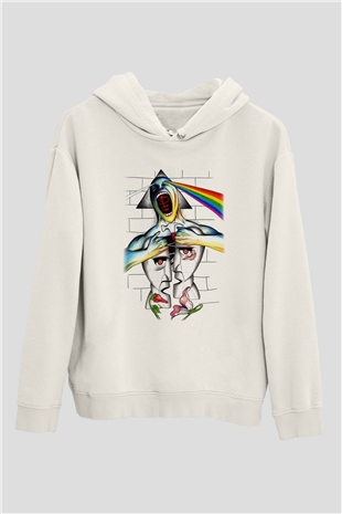 Pink Floyd Beyaz Unisex Kapşonlu Sweatshirt