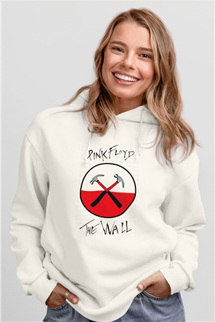 Pink Floyd Beyaz Unisex Kapşonlu Sweatshirt