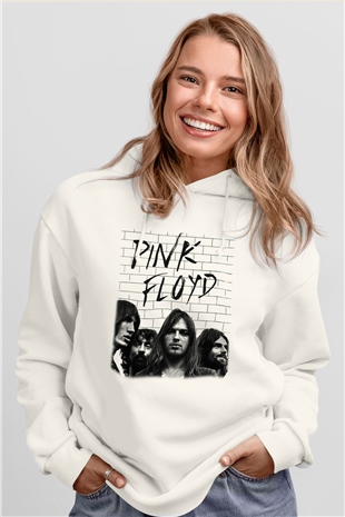 Pink Floyd Beyaz Unisex Kapşonlu Sweatshirt