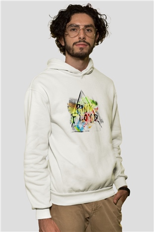 Pink Floyd Beyaz Unisex Kapşonlu Sweatshirt