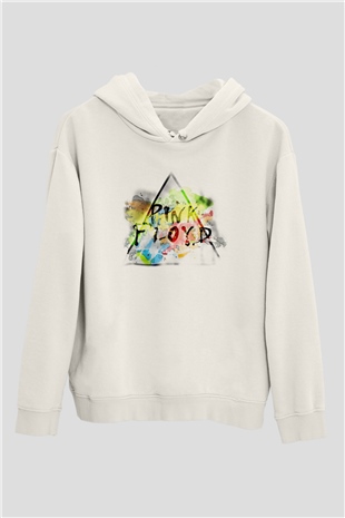 Pink Floyd Beyaz Unisex Kapşonlu Sweatshirt