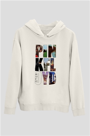 Pink Floyd Beyaz Unisex Kapşonlu Sweatshirt