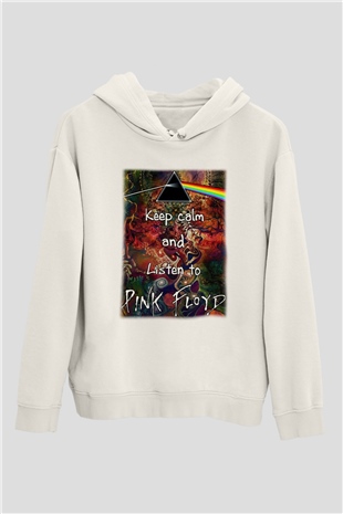 Pink Floyd Beyaz Unisex Kapşonlu Sweatshirt