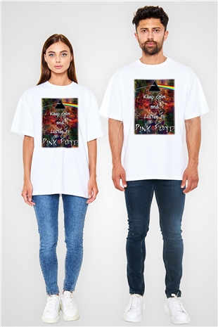 Pink Floyd Beyaz Unisex Oversize Tişört T-Shirt