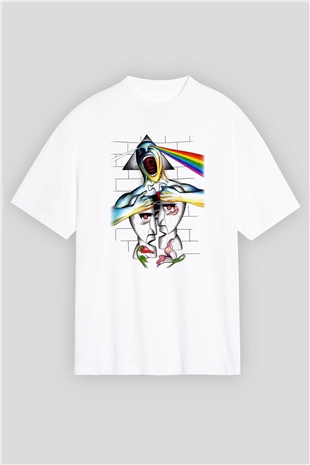 Pink Floyd Beyaz Unisex Oversize Tişört T-Shirt