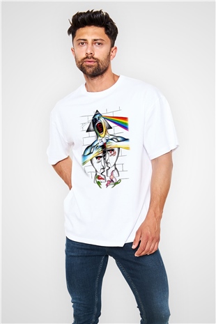 Pink Floyd Beyaz Unisex Oversize Tişört T-Shirt