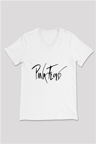 Pink Floyd Beyaz Unisex V Yaka Tişört T-Shirt
