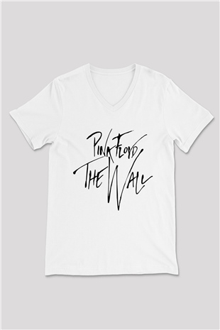 Pink Floyd Beyaz Unisex V Yaka Tişört T-Shirt