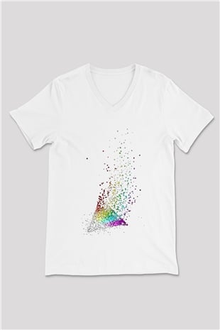 Pink Floyd Beyaz Unisex V Yaka Tişört T-Shirt