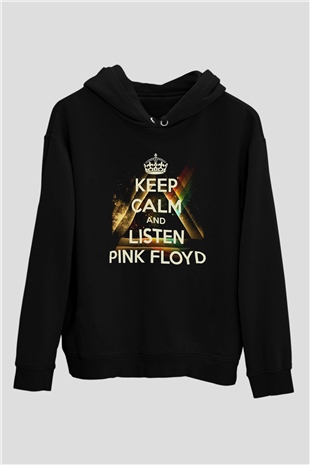 Pink Floyd Keep Calm And Listen Siyah Unisex Hoodie