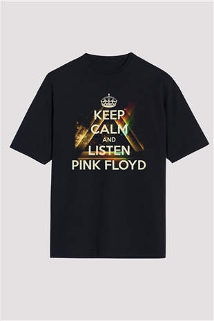 Pink Floyd Keep Calm And Listen Siyah Unisex Oversize Tişört T-Shirt