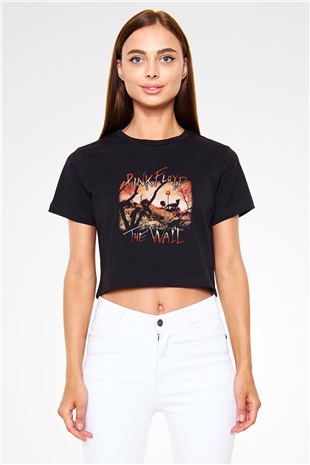 Pink Floyd Siyah Crop Top Tişört