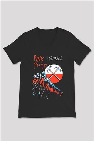 Pink Floyd Siyah Unisex V Yaka Tişört T-Shirt