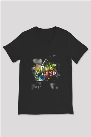 Pink Floyd Siyah Unisex V Yaka Tişört T-Shirt