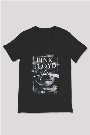 Pink Floyd Siyah Unisex V Yaka Tişört T-Shirt