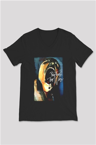 Pink Floyd Siyah Unisex V Yaka Tişört T-Shirt