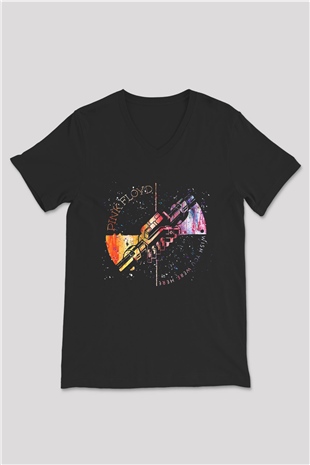 Pink Floyd Siyah Unisex V Yaka Tişört T-Shirt