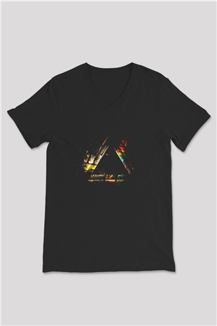 Pink Floyd Siyah Unisex V Yaka Tişört T-Shirt