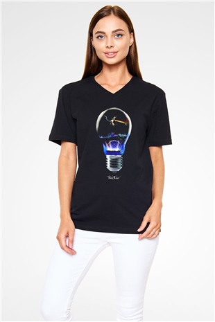 Pink Floyd Siyah Unisex V Yaka Tişört T-Shirt