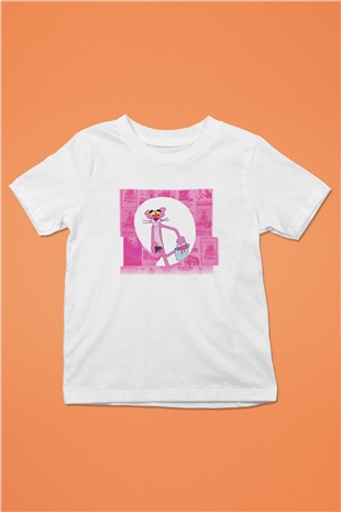 Pink Panther Baskılı Beyaz Unisex Çocuk Tişört