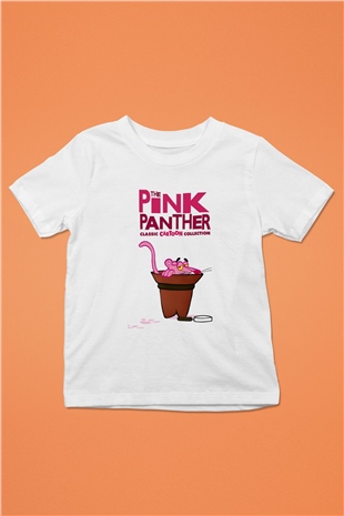 Pink Panther Baskılı Beyaz Unisex Çocuk Tişört