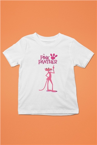 Pink Panther Baskılı Beyaz Unisex Çocuk Tişört
