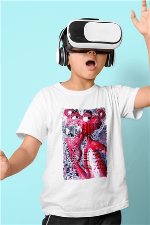 Pink Panther Beyaz Unisex  Çocuk Tişört
