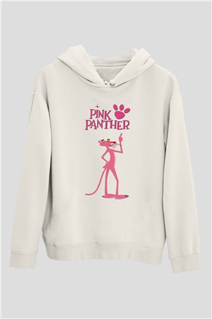 Pink Panther Beyaz Unisex Kapşonlu Sweatshirt